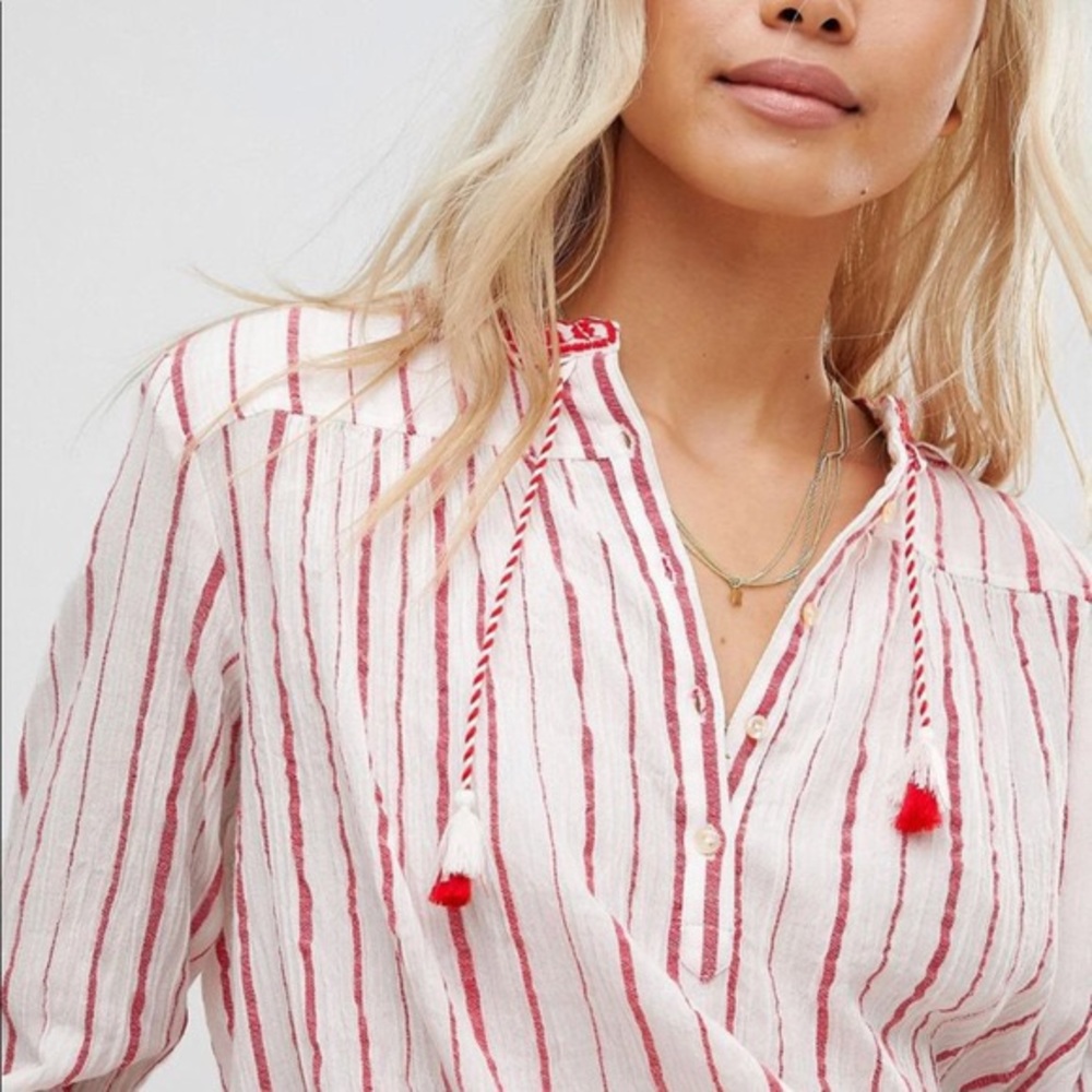 Scotch and Soda white blouse with red stripes